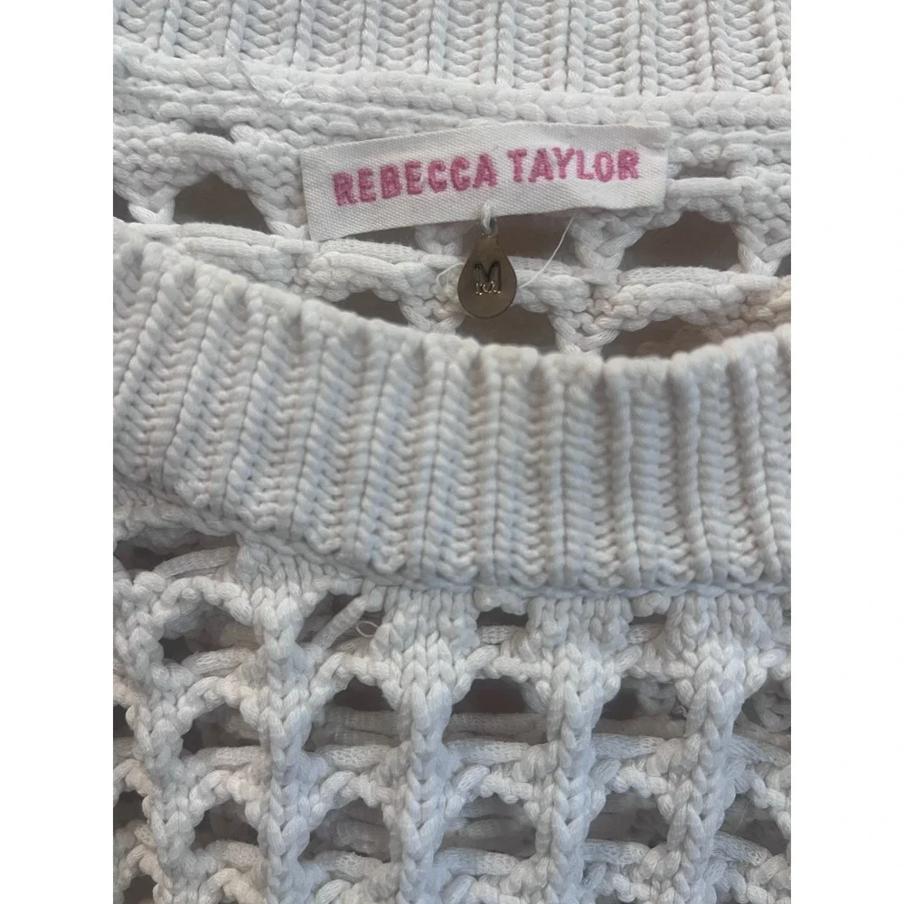 Rebecca Taylor Chunky Open Knit‎ Seetser White Cotton Boho Size Medium